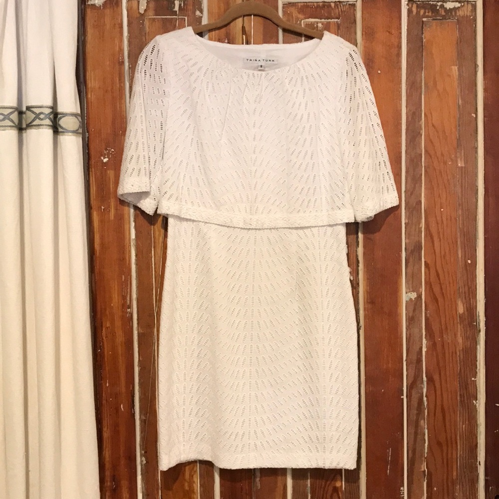 Trina Turk White Lace Overlay Sheath Sz 8 & 10